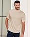 Kallspin Men's Short Sleeve Mock Neck Sweater Lightweight Soft Knit Pullover Casual Slim Fit Summer Top (Beige M)