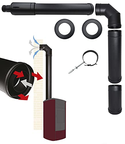 Kit de tuyaux de cheminée pour poêle à granulés avec sortie coaxiale supérieure DN 80 125 évacuation des fumées aspiration d'air fabriqué en Italie