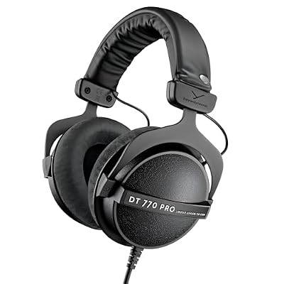 beyerdynamic DT 770 PRO, 250 Ohm, Closed Back, Over Ear, Wired Professional Studio Headphones, Audio Monitors, Audiophile, 3m Coiled Cable, Black with Limited Edition Black Velour Ear Pads