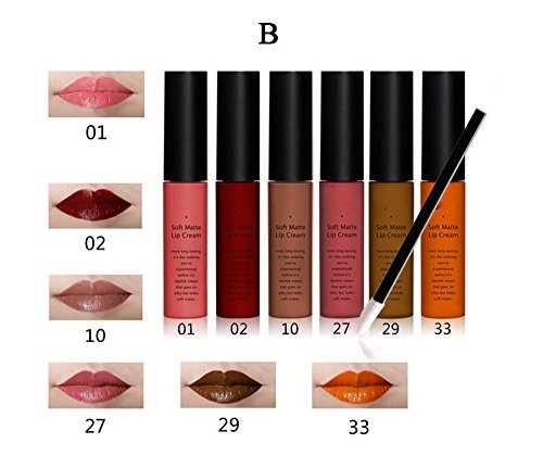 Tmalltide Makeup Waterproof Lip Gloss liquid lipstick set of 6 + 12 Pcs Lip Brush Matte Lip stick Organizer Makeup Kits