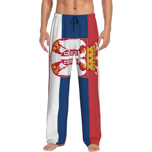 Pantalon de pyjama Serbie homme XL confortable avec poches et motif drapeau idéal pour chiller