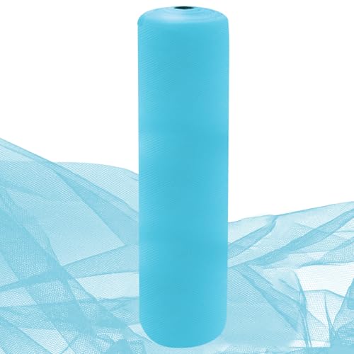 Image of Light Blue Tulle Fabric Rolls 54 Inch by 10 Yards Fabric Tulle Bolt for Wedding Decorations DIY Tutu Baby Shower Table Skirt Birthday Party Craft Supplies