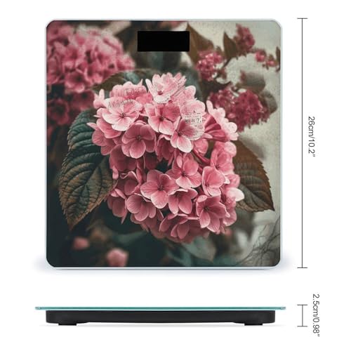 Báscula digital de baño con flores rosas y vidrio templado miniatura 2