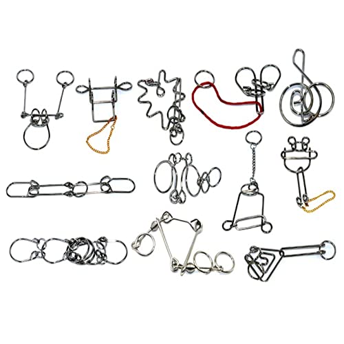 High Difficulty - 12 Pieces Metal Wire Brain Teaser - Assembly & Disentanglement Puzzles Toys - Magic Trick Toys Puzzles Set - Ideal Gifts Kids Adults (Set D) #TOP4