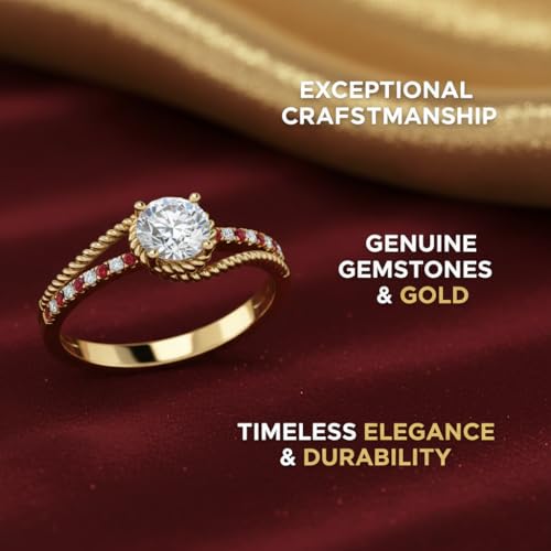 Image of Choose Your Gemstone Rope Split Shank Diamond CZ Ring Yellow Gold Plated Round Shape Split Shank Engagement Ring Minimal Modern Design Birthday Gift Wedding Gift US Size 4 to 12