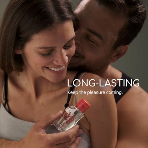 Image of ASTROGLIDE Strawberry Flavored Edible Lubricant, 2.5 Fl Oz, Travel Size | Strawberry flavored water-based travel lube. Sweet taste and aroma, silky smooth glide, easy cleanup, condom compatible.