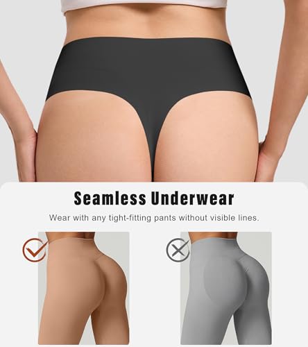 Image of DEANGELMON Seamless G-string Thongs for Women - No Show Thong Underwear Low Rise Stretch Panties Workout Pack
