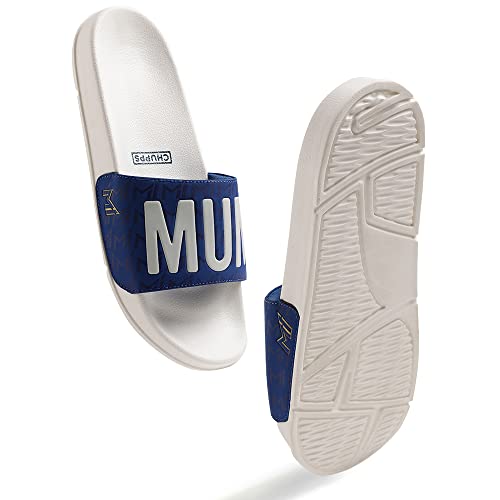 Image of CHUPPS Chupps X Mi Official Sliders White & Royal Blue Chupps Drift Orthopedic Slippers | Soft Footpharma Footbed | Breathable Ventilation Holes | Lightweight Flip Flops | Anti-Skid Chappals for Everyday For Womens