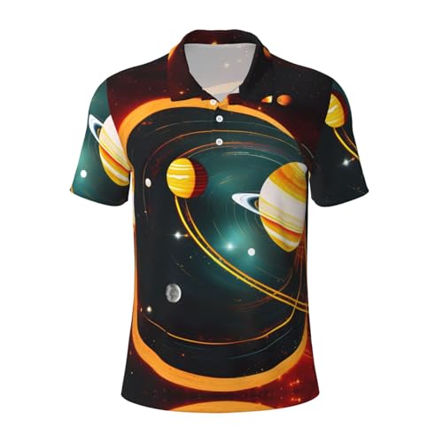 Polo respirant homme système solaire imprimé astronomie
