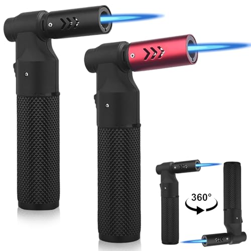 2 quemadores de cocina, quemador de flambeo de cocina, quemador Bunsen recargable, llama de chorro ajustable, caramelizar barbacoas para postres, cocina casera, barbacoa (butano no incluido)