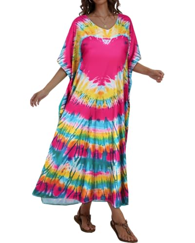 Image of Kaftan Dresses for Women V Neck Caftan Batwing Sleeve Swimsuit Cover Up