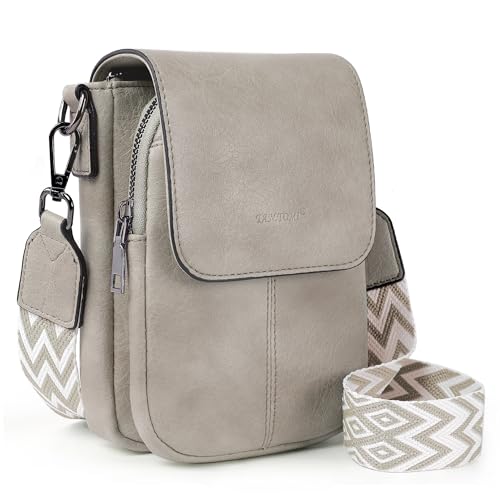 Image of TANTOMI Small Crossbody Bags for Women, Small Purses with Card Slots Phone Purse Wide Adjustable Strap (Gray)