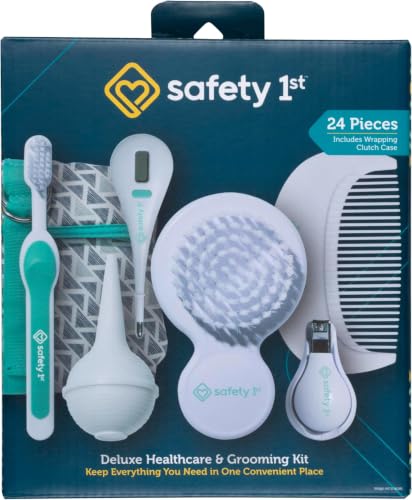 Image of Safety 1st Deluxe Baby Healthcare and Grooming Kit, Pyramids Aqua, Newborn Baby Essentials, 24 Pieces Set (Pack of 12)