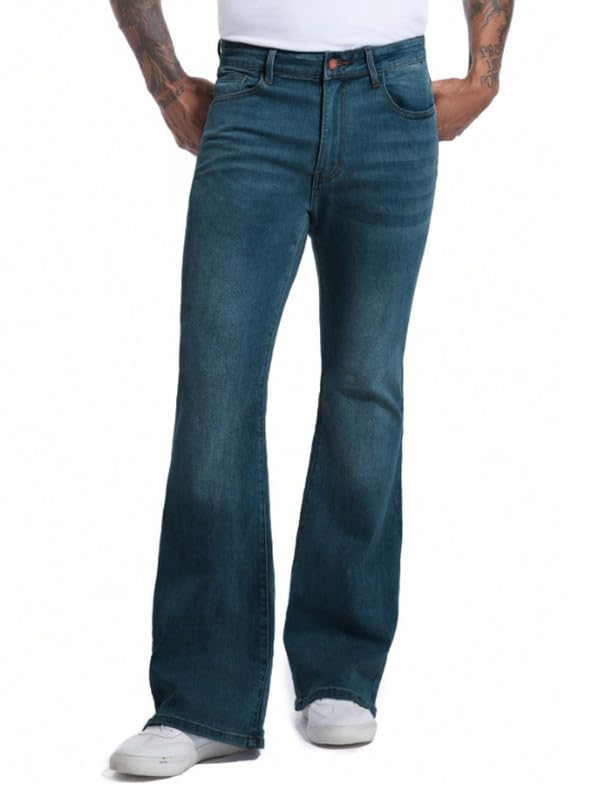 Image of Ben Martin Men's Bootcut Bell Bottom Jeans || Flared Denim Jean for Men || Stretchable Mid Rise Cotton Pants || Retro Style Casual Wear Bootcut' Denim' Jeans;