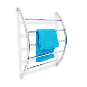 Relaxdays 10019258 – Toallero con 5 barras de acero inoxidable cromado, 70 x 56,5 x 15,5 cm con 5 barras en forma de…