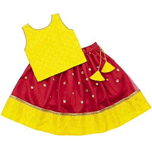 Image of AMIRTHA FASHION Girls Multi Layer Satin Net & Cotton Readymade Lehenga Choli