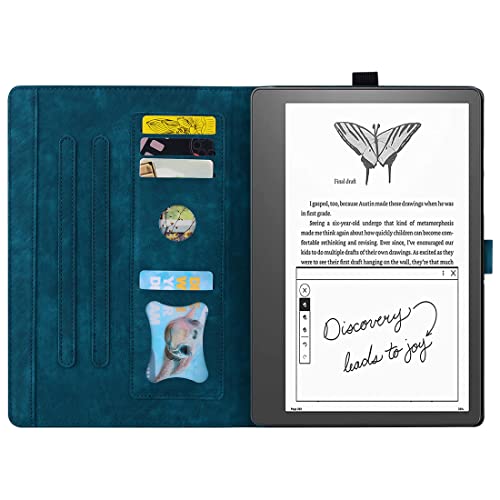 XFDSFDL® Protective Cover for Kindle Scribe (10.2 Inch) PU Leather Flip Case Sakura Cat Pattern with Built Stand Holster Wallet Device Shell Blue - Image 2