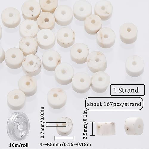 SUNNYCLUE 1 Box 167pcs Flat Stone Beads Disc Stone Beads 4mm Magnesite Beaded Heishi Stones Bead Healing Energy Gemstones Gem Stones Bead Gemstones Spacers for jewellery Making DIY Earrings Bracelet - Image 2