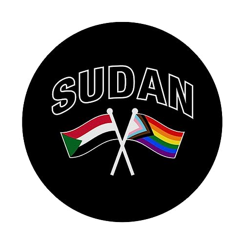 Sudan & Rainbow Pride Flag Proud Sudanese PopSockets Swappable PopGrip, Black - Image 3