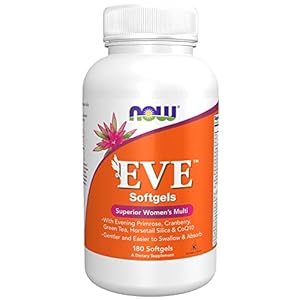 NOW Supplements, Eve™ Women’s Multivitamin with Evening Primrose, Cranberry, Green Tea, Horsetail Silica & CoQ10, 180 Softgels