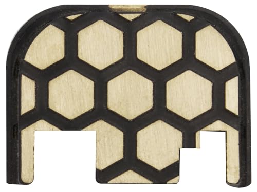NDZ Performance Rear Slide Cover Back Plate for Glock Gen 1-4 Models 9MM .40 S&W .357 SIG .45 Gap Laser Deep Engraved in Brass Black Cerakote - Honey Comb Pattern
