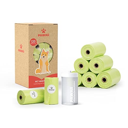 Pawaii Hundekotbeutel mit 1 Hundekotbeutelhalter Spender, 15 Kotbeutel pro Rolle für Hunde, extra dick, auslaufsicher und starker Kotbeutel für Hunde, inkl. 9 Rollen Cover