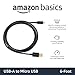 Amazon Basics USB-A to Micro USB Charging Cable, 480Mbps Transfer Speed with Gold-Plated Plugs, USB 2.0, 6 Foot, Black