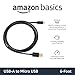 Amazon Basics USB-A to Micro USB Fast Charging Cable, 480Mbps Transfer Speed with Gold-Plated Plugs, USB 2.0, 6 Foot, Black