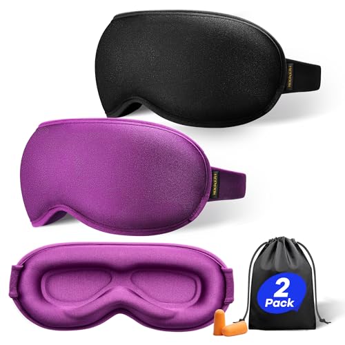 Weighted Eye Mask for Sleeping 2 Pack: Gentle Pressure Blackout Sleep Mask with 3D Contoured Cups...