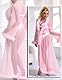 comeondear Morgenmantel Damen Sexy Feder Braut Robe Kimono Lang Große Größen Bademantel Transparent Durchsichtiges Maxi Kleid Babydoll Negligee für Frauen Unterwäsche Curvy Strandkleid(Rosa,3XL-4XL)