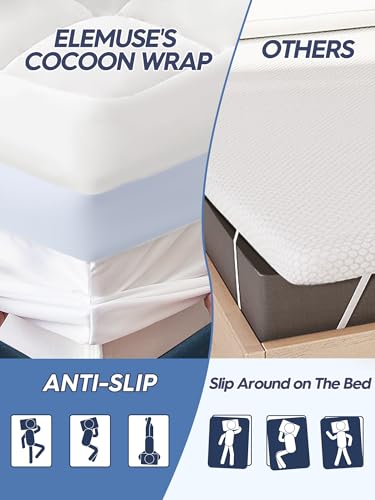 Elemuse Memory Foam Mattress Topper With Fluffy Pillow Top Cover, Mattress Topper Super King Size Bed For Back Pain Relief, With OEKO-TEX & Certipur-Us (Superking-180X200Cm) - 5