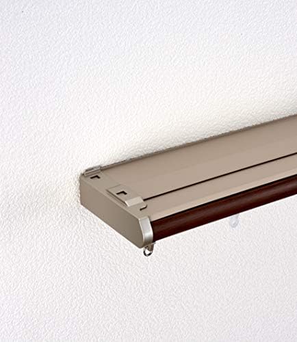 トーソー 遮光 省エネ カーテンレール ダブル 1.1m ~ 2m 伸縮式 木目調 ブラウン 静音ランナー 取り付け簡単 カバートップ付き 30009569