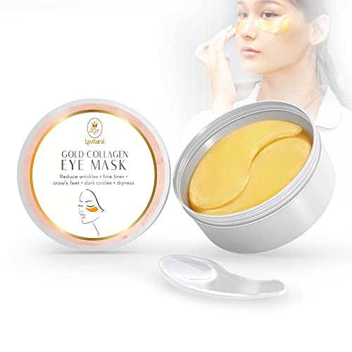 Gold Collagen Under Eye Patches Mask for dark circles and puffiness by Levitural - Golden Eye Bags Treatment - Mother's Day Gift for Women