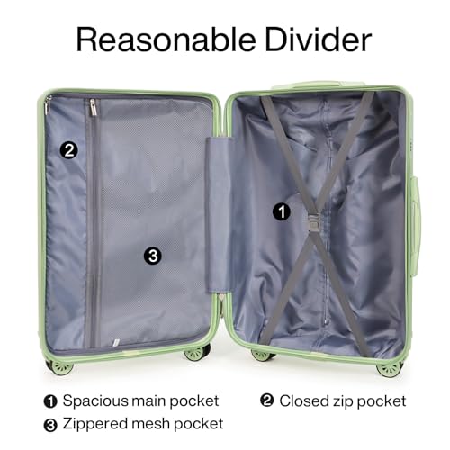 Image of Luggage Sets 3 Piece (20 /24 /28 inch)-Carry On Suitcase-Suitcase With Wheels-PC+ABS - Hardside Spinner Travel Luggage, Black, 7 Pcs Set, Hardside Luggage Sets With Spinner Wheels (GREEN)