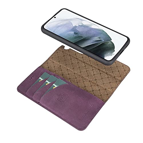 Bouletta Leather Wallet Case For Samsung Galaxy S22 - Detachable Magnetic Rfid Flip Folio Phone Cover With 4 Card Slots For Men And Women 6.1'' Purple #TOP3