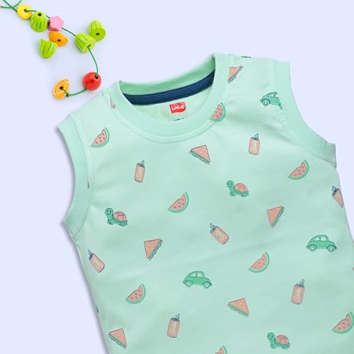 Image of LuvLap Baby Boys Regular Fit 100% Cotton Sleeveless Boys T-Shirt & Shorts Set Pack of 3