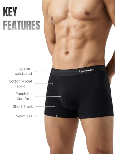 Image of MAOU Men's Premium Cotton Modal Boxer Briefs | Ultra-Soft Stretch Fabric with 5% Spandex | Moisture-Wicking, Breathable, No Ride-Up Underwear for Daily Comfort (M-XL)