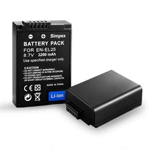 Image of Simpex EN-EL25 Rechargeable Li-ion Camera Battery 3200mAh 7.2V | High-Capacity Replacement Battery Compatible with Nikon Z50, Z30 & Z fc Mirrorless Cameras(Black)