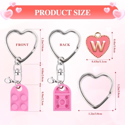 Image of Personalized Brick Matching Heart Keychains, Initial Cute Keychains for Couple Boyfriend Girlfriend