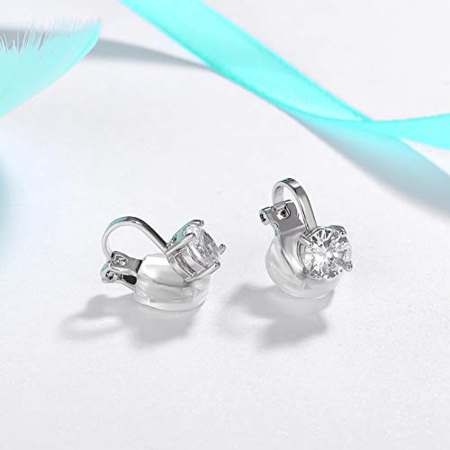 SELOVO Prong Setting 6mm Round Cubic Zirconia Clip on Stud Earrings Silver Tone3