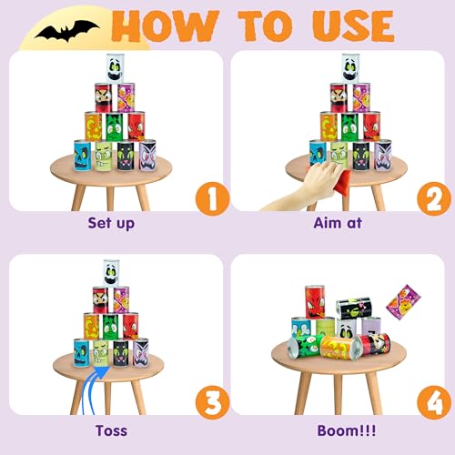 Image of JOYIN 13 Pcs Halloween Carnival Can Bean Bag Toss Games for Kids & Adults Trick or Treat Decoration, Home Decor Party Favors Supplies, Homeschooling Backyard Game