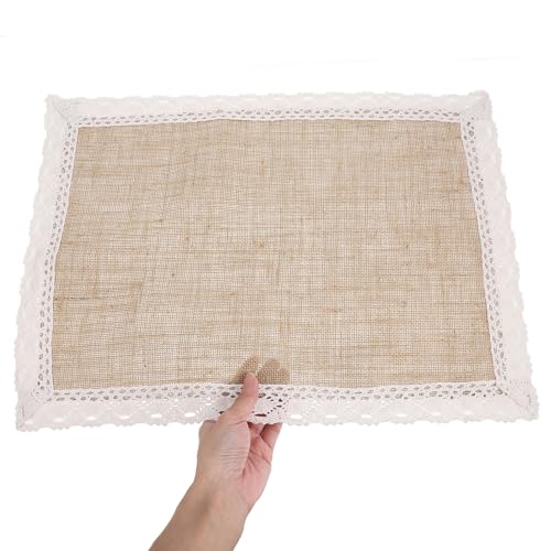 Sets de table jute contre les rayures : lot de 4 Cabilock avec dentelle pour table protégée - 4