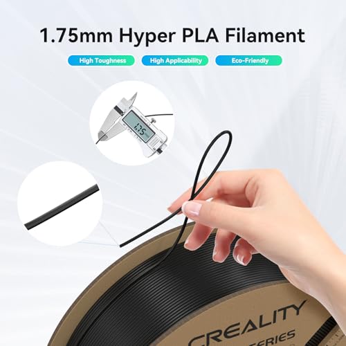 Image of Creality Hyper PLA Filament 1.75mm, 30-600mm /s High Speed 3D Printer Filament, Dimensional Accuracy + /-0.02mm, Fit Most FDM 3D Printers, 4 Pack 1kg Spool(2.2lbs), Black