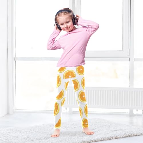 Sliced Orange Girls Leggings,Workout Leggings for Girls Toddler Athletic Legging Size for 3-10T4