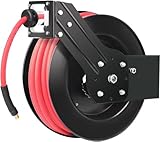MaxWorks 50998 50ft Auto Rewind Retractable Reel with 3/8' x 50' Air Hose with Brass Fittings