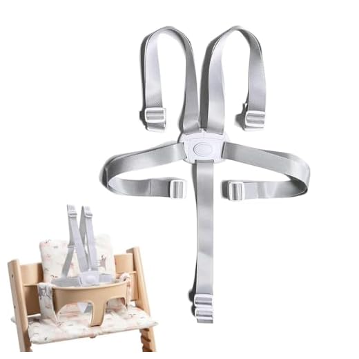 5-Point Safety Harness for High Chairs, Strollers & Car Seats, Secure Fit, Durable Gray Design