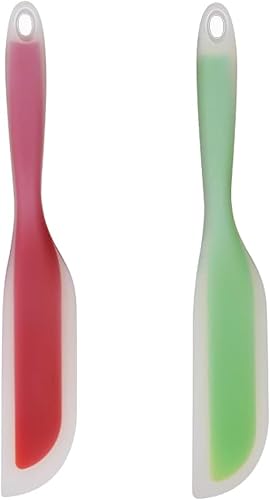 Espátula de cocina flexible en forma de cuchillo de silicona antiadherente, utensilios de cocina con núcleo de nailon (rojo y verde)