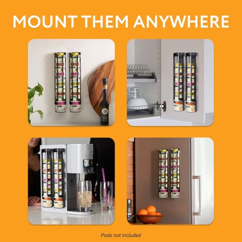 Image of IMPRESA 12-Pod Holder - Pack of 2, Black - Compatible with Ninja Thirsti Pods & Thirsti Capsule Storage - Mountable Space Saving - Dual Pack & Coffee Bar Accessories - 6 per Unit