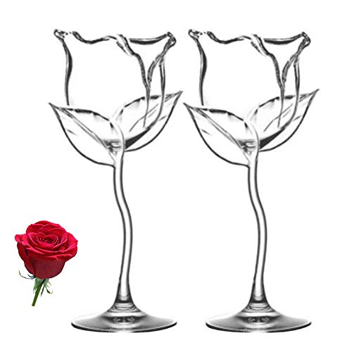 2 Pack Rose Wine Glasses Creative Wine Goblet For Mothers Day Gifts Party Dinner Wedding Festival Wine Cocktail Glass #TOP17