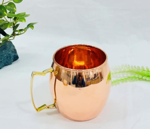 Nautical Replica Hub Moscow Mule Mug Handcrafted of 100% Pure THICK Copper - Straight Smooth Finish - RAW Copper Interior - Authentic and Strong Riveted Handle - Holds 14oz